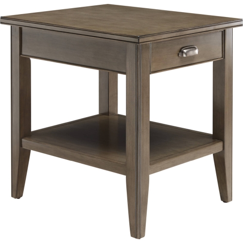 Laurent 1 Drawer End Table with Shelf in Smoke Gray Wood