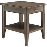 Laurent 1 Drawer End Table with Shelf in Smoke Gray Wood