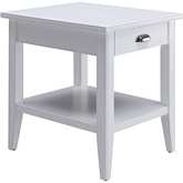 Laurent End Table with Drawer & Shelf in White Wood