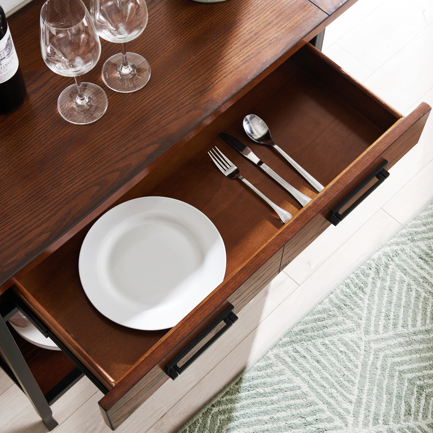 Leick Furniture Ironcraft Mini Bar Wine Stand in Mission Oak - Thumbnail 4