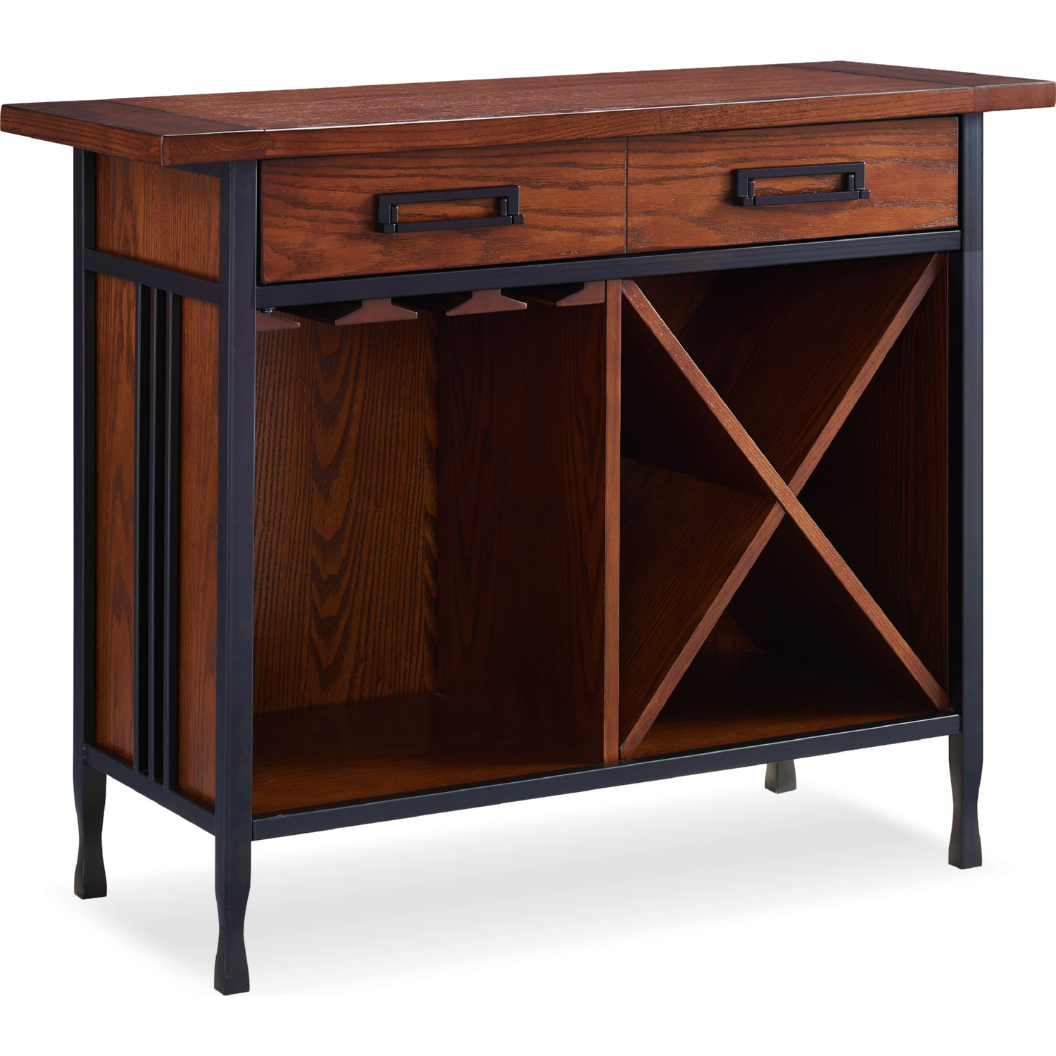 Leick Furniture Ironcraft Mini Bar Wine Stand in Mission Oak