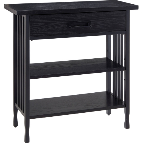 Ironcraft Foyer Bookcase with Drawer in Black Washed Wood