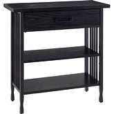 Ironcraft Foyer Bookcase with Drawer in Black Washed Wood
