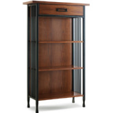 Ironcraft Mantel Height Bookcase with Drawer Storage in Mission Oak