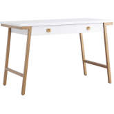Empiria Desk with Drop Front Keyboard Drawer in White Wood & Gold