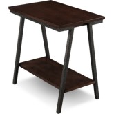Narrow Chairside Table in Walnut Finish & Foundry Bronze