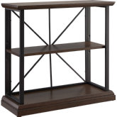 Finnick Bookcase in Dark Earth Finish Wood & Matte Black Metal
