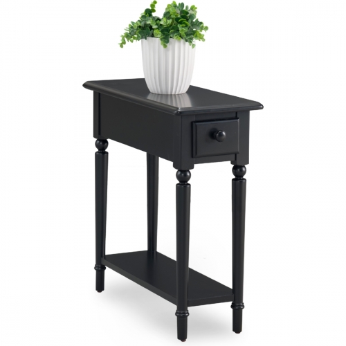 Swan Black Coastal Narrow Chairside Table with Shelf