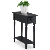 Swan Black Coastal Narrow Chairside Table with Shelf