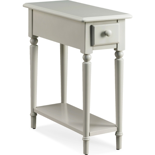 Coastal Narrow Side Table with Shelf in Greige