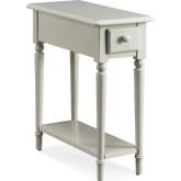 Coastal Narrow Side Table with Shelf in Greige