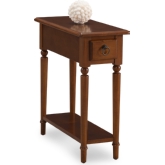 Pecan Coastal Narrow Chairside Table with Shelf