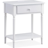 Coastal 1 Drawer Nightstand Side Table with Charging in Orchid White Finish Wood
