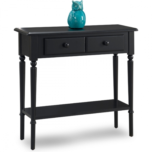 Swan Black Coastal Narrow Hall Stand Sofa Table with Shelf