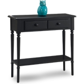 Swan Black Coastal Narrow Hall Stand Sofa Table with Shelf