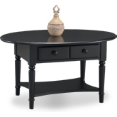Swan Black Coastal Oval Coffee Table w/ Shelf