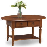 Pecan Coastal Oval Coffee Table with Shelf