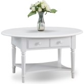 Orchid White Coastal Oval Coffee Table w/ Shelf