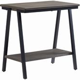 Empiria Narrow Side Table with Shelf in Gray Wood & Black Metal
