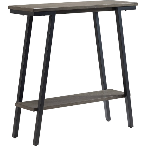 Empiria Wood Console Table with Shelf in Gray Wood & Black Metal