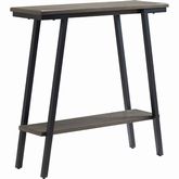 Empiria Wood Console Table with Shelf in Gray Wood & Black Metal