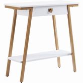Empiria Console Table with Drawer in White & Satin Gold Metal