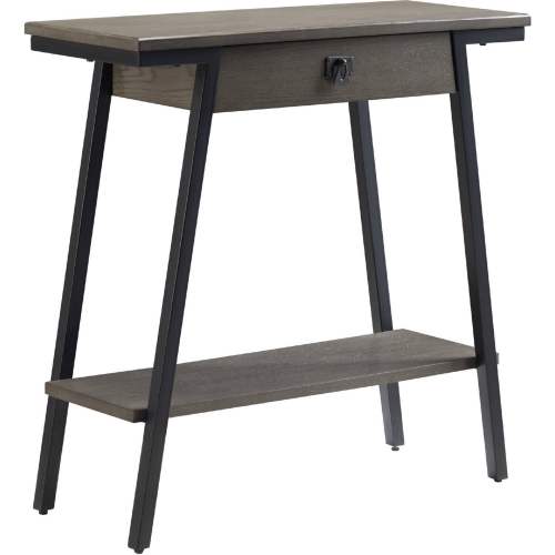 Empiria Console Table with Drawer in Gray Wood & Black Metal