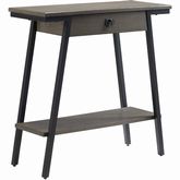 Empiria Console Table with Drawer in Gray Wood & Black Metal