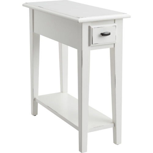 Haven Ridge 1 Drawer Narrow End Table in Distressed Farmhouse White Wood
