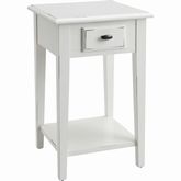 Haven Ridge 1 Drawer Square End Table in Distressed Farmhouse White Wood