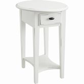 Haven Ridge 1 Drawer Oval End Table in Distressed Farmhouse White Wood
