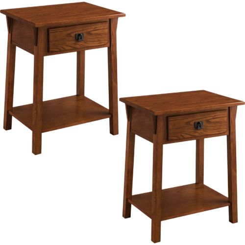 Mission 1 Drawer End Table in Russet Finish Wood (Set of 2)