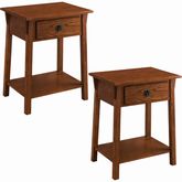 Mission 1 Drawer End Table in Russet Finish Wood (Set of 2)