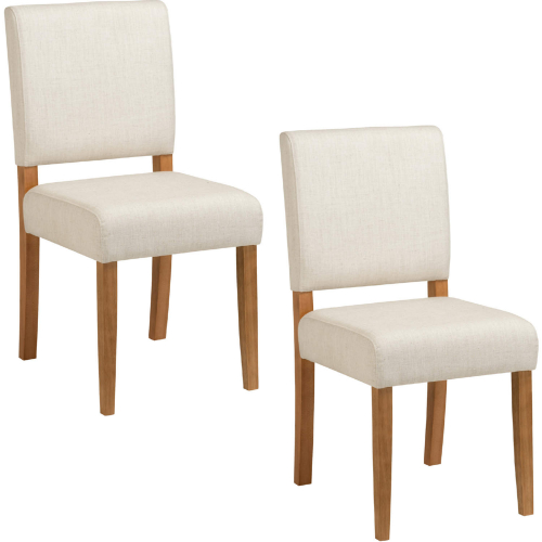 Brax Dining Chair in Natural Finish Wood & White Sand Fabric (Set of 2)