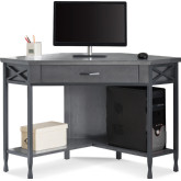 Chisel & Forge Corner Desk in Smoke Gray Finish with Blackened Metal