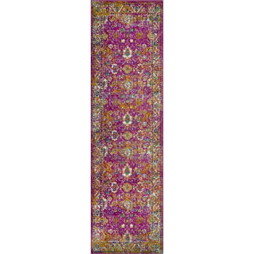 Laraline Turkish Medallion Faded Fuchsia Area Rug 2 x 8 Runner