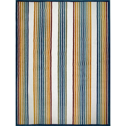 Blithe Colorful Line Indoor Outdoor Area Rug Rectangle 7'10" x 10' in Multicolor