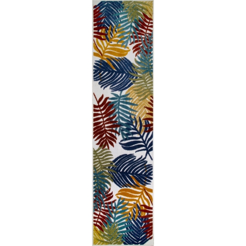 Talipot Palm Indoor Outdoor Area Rug Runner 2' x 8' in Multicolor