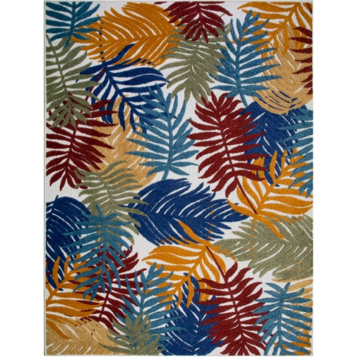 Talipot Palm Indoor Outdoor Area Rug Rectangle 7'10" x 10' in Multicolor