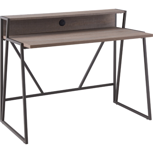 Fletcher Single Shelf Writing Desk in Roughsawn Oak & Gunmetal