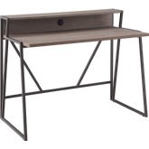 Fletcher Single Shelf Writing Desk in Roughsawn Oak & Gunmetal