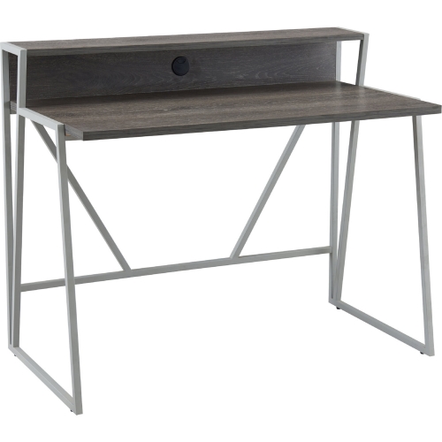 Fletcher Single Shelf Writing Desk in Weathered Wood & Nickel Finish