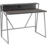 Fletcher Single Shelf Writing Desk in Weathered Wood & Nickel Finish