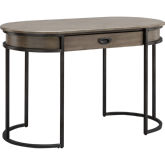 Oval Desk in Smoke Gray & Metal