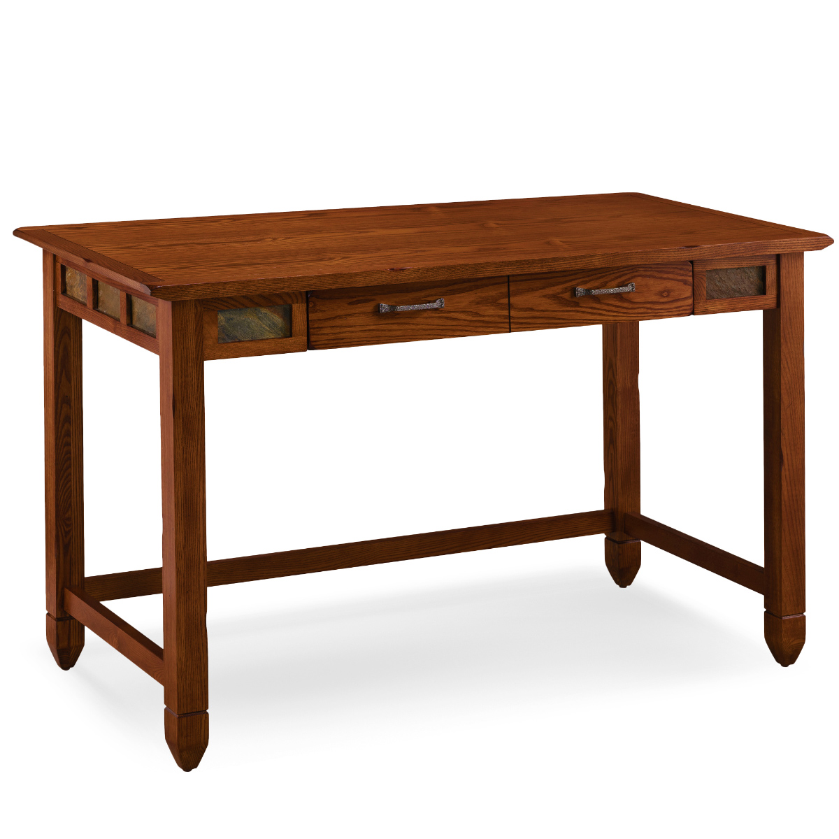 Leick Home 89400 Distressed Rustic Oak & Slate Laptop Desk w/ Center Drawer