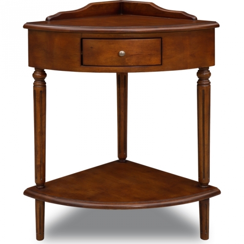 Corner Table with 1 Drawer in Pecan