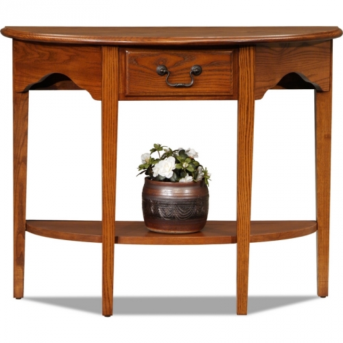 Favorite Finds Demilune Console Sofa Table in Medium Oak