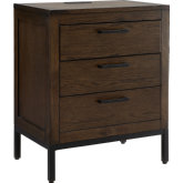 Tableau Nightstand Side Table with Drawer & Charging Station in Distressed Riverstone Wood