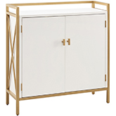 Claudette Mixed Metal & Wood Foyer Cabinet in White & Gold