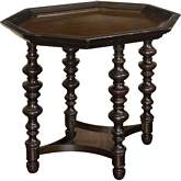 Plantation Accent End Table in Wood & Hammered Copper